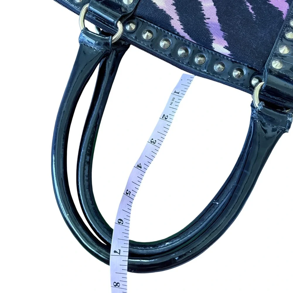 Betseyville Betsey Johnson Purple Zebra Studded Satchel Bag Large Indie McBling